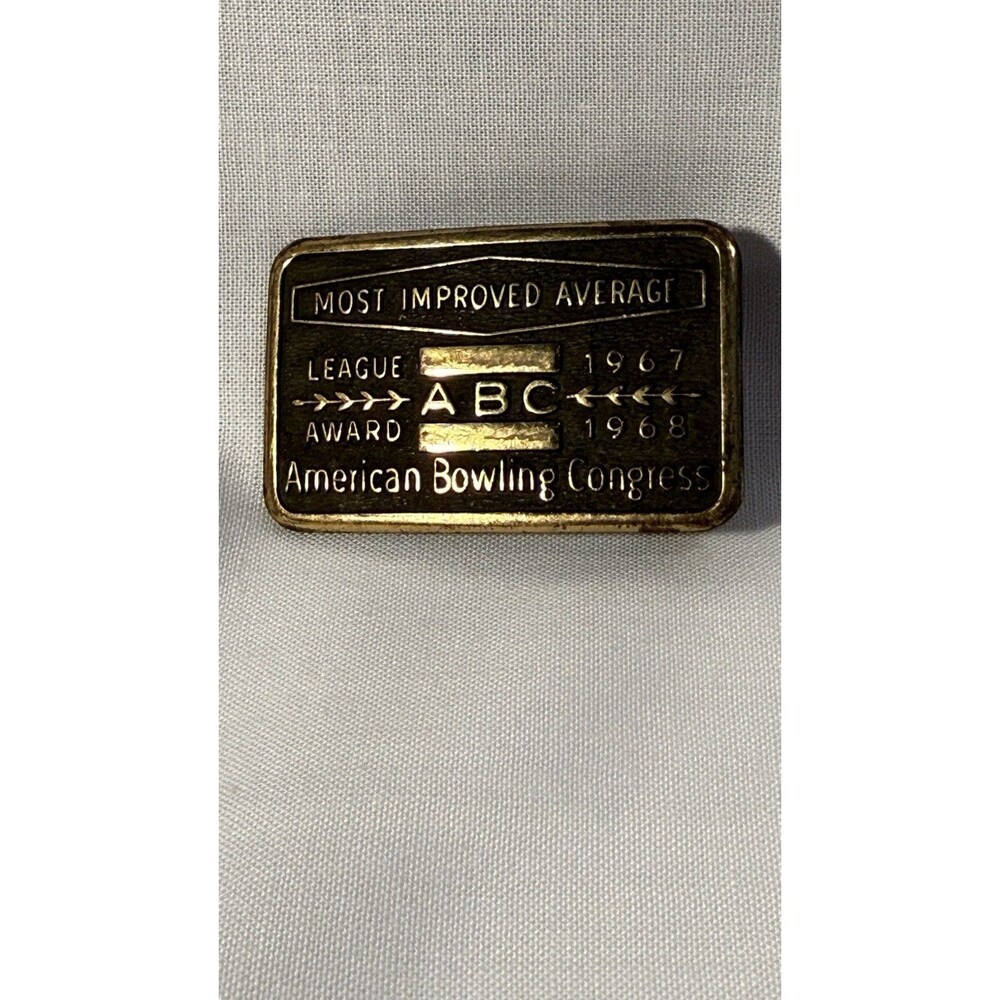 ABC League Award Most Improved Average American Bowling Congress Belt Buckle Vtg